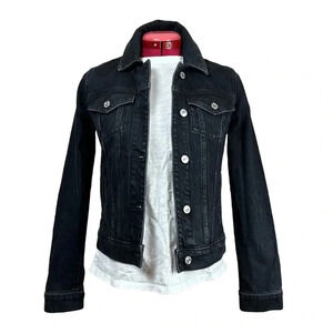 NWOT Abercrombie & Fitch stretch black denim Jacket silver buttons classic style